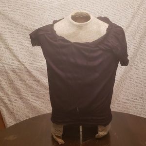 Bobbie Brooks Black Rope V Neck Blouse